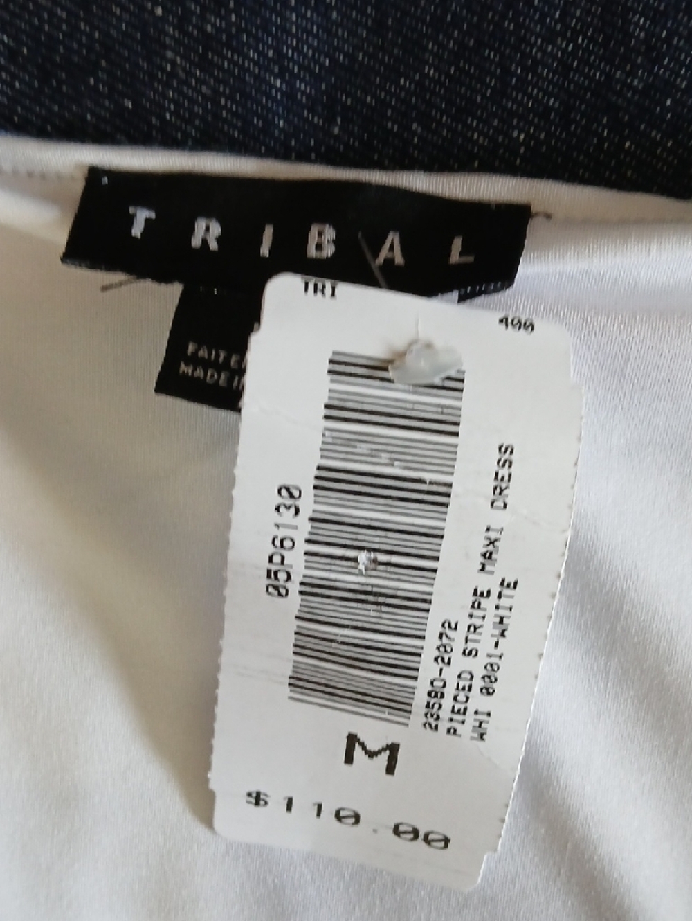Tribal Sleeveless Maxi Dress in White, Blue & Red Stripes - Picture 2 of 14